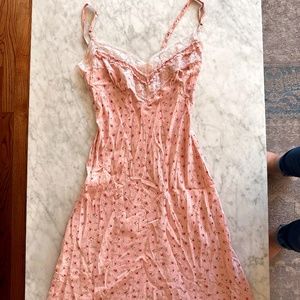 Vintage Betsey Johnson (ultra) Pink Floral Full Slip with Lace, Size Small (S)